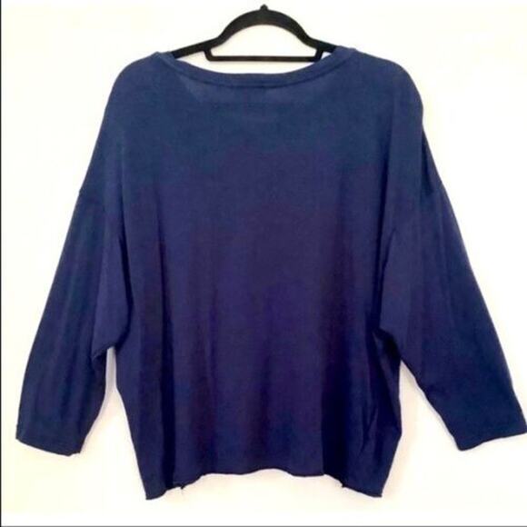 Sundry Women's Crop Tee Shirt Size 2 Medium Navy NWT Boxy Silky Soft 3/4 Sleeve - Picture 4 of 8